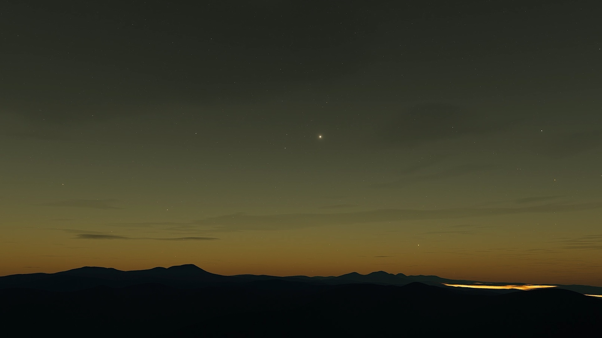 Mars shining brightly in the summer 2050 night sky