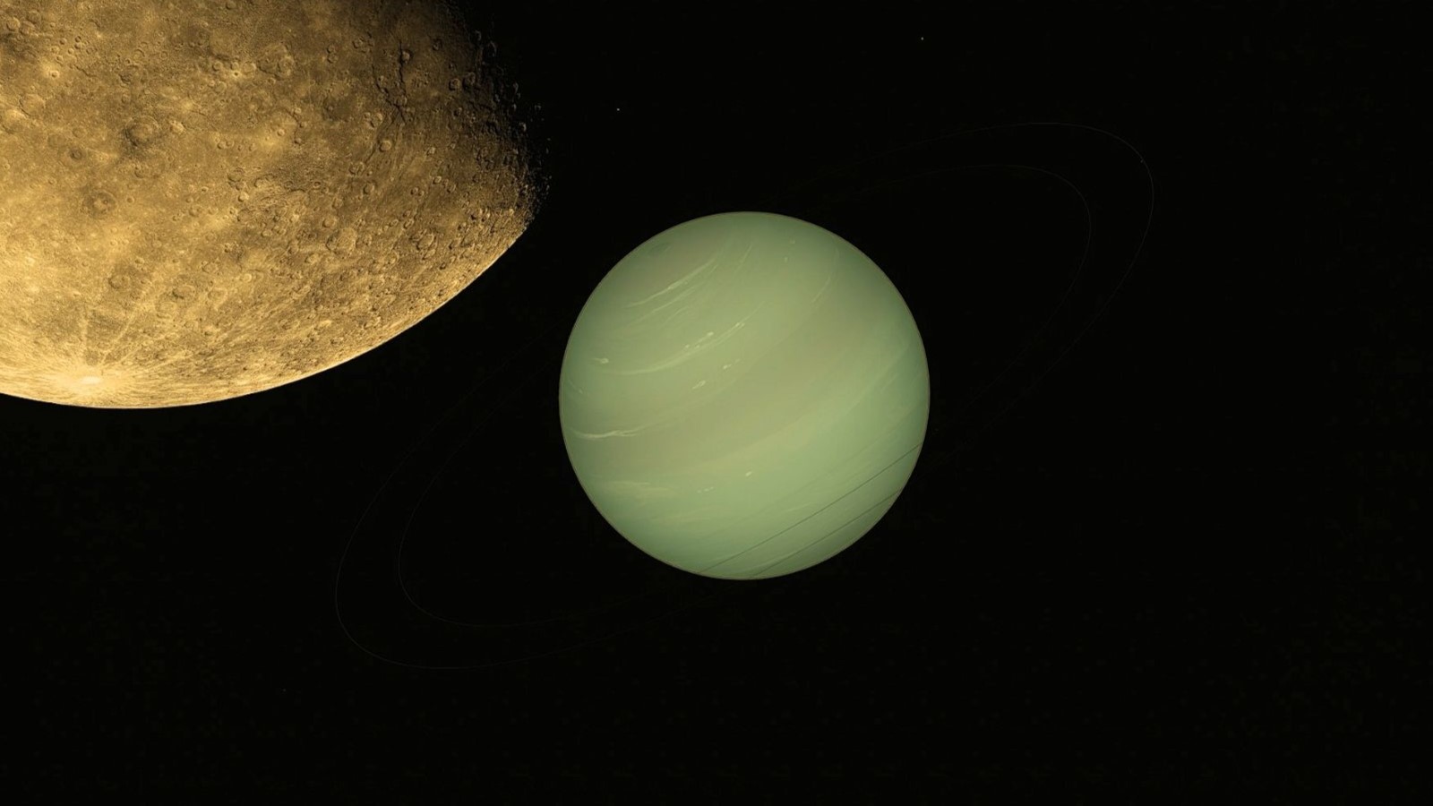 Simulated telescope view of the Mercury–Neptune conjunction from Utah