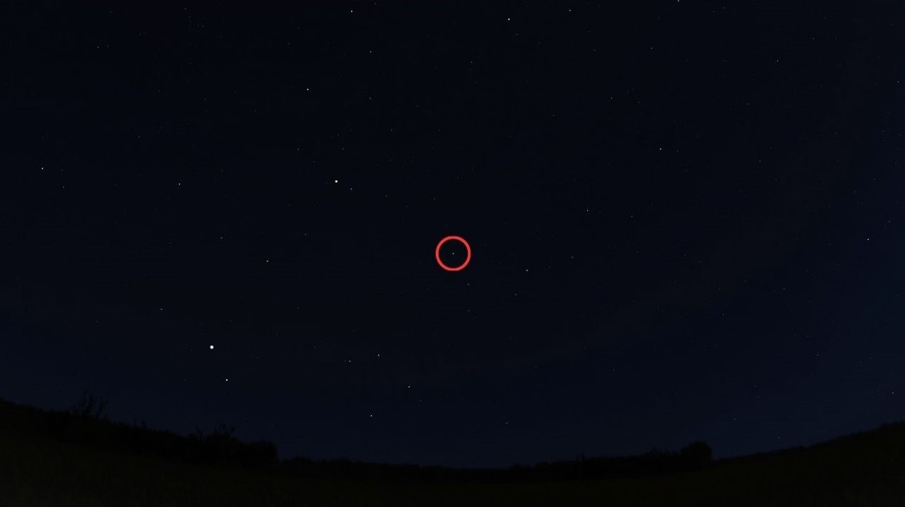 Simulated view of Apophis in the night sky from Europe on April 13, 2029