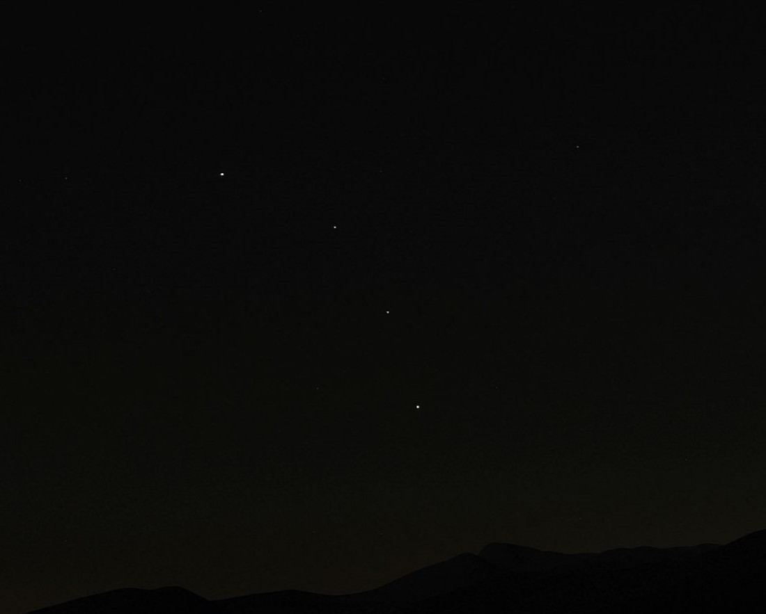View of the quadruple conjunction creating a new constellation in the evening sky
